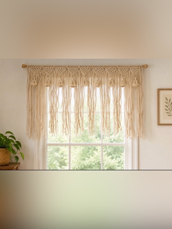 Other - BOHO Beige Macrame Fringe Decorative Trim approximately 3ft x 2T NEW